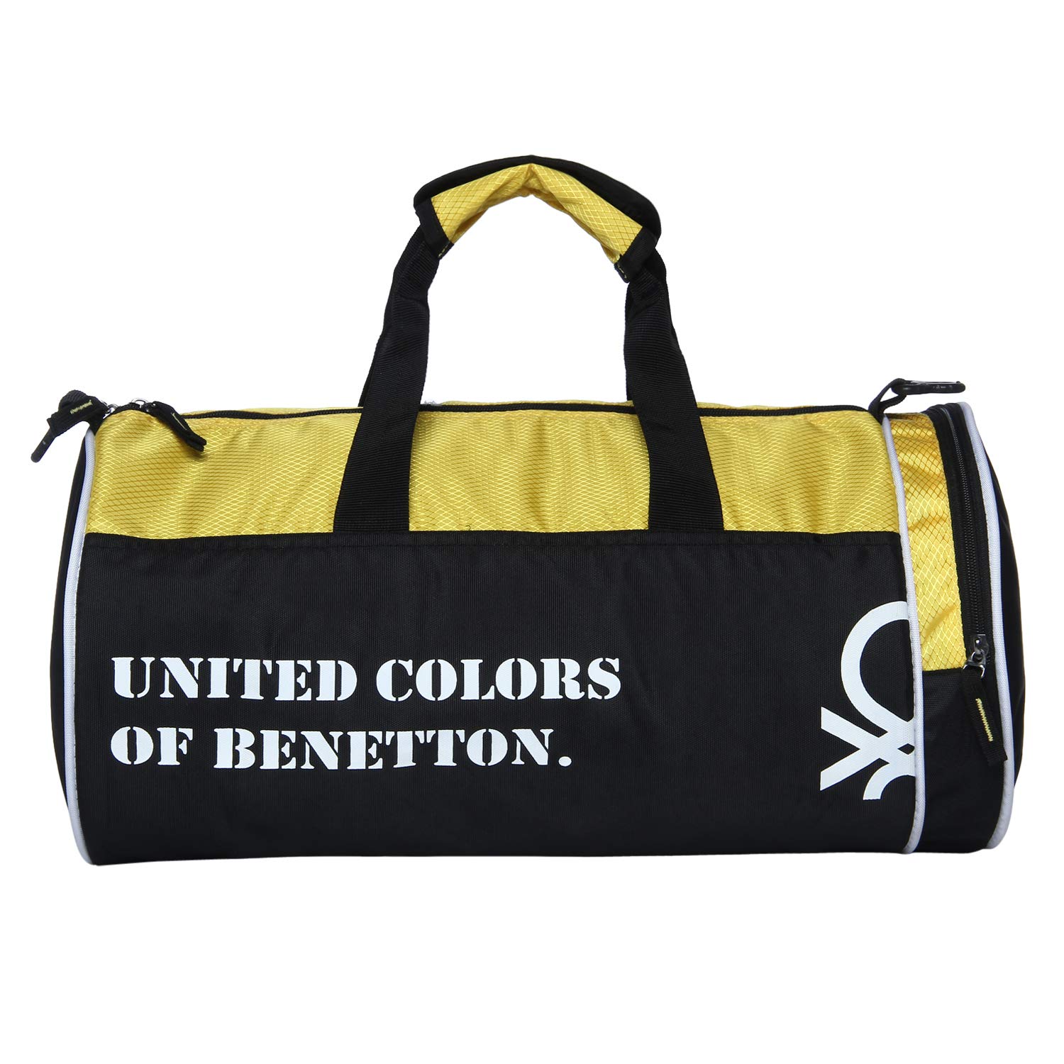 United Colors of Benetton Gym Bag Polyester 45 cms Black/Yellow Gym ...
