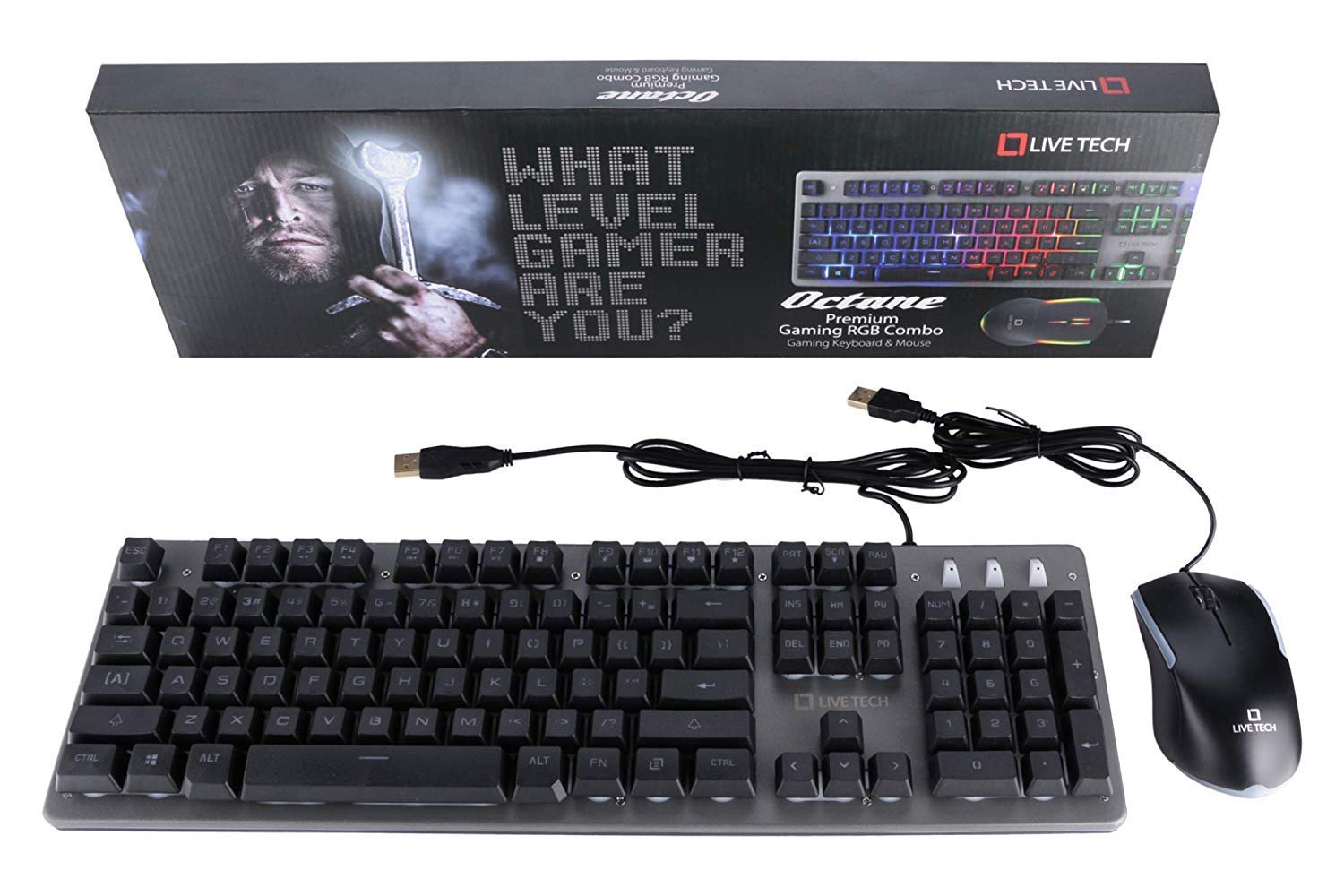 Live Tech Octane Gaming RGB Keyboard Mouse Combo + Gamers Choice + True